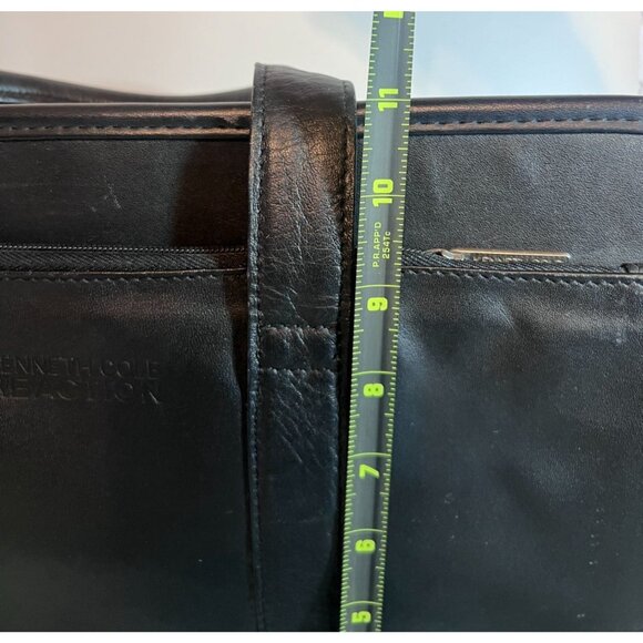 Kenneth Cole Reaction Black Leather Laptop Briefcase Bag Handles Shoulder Strap - Picture 9 of 11